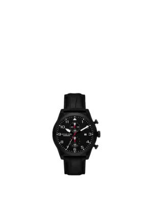 ( PREORDER ) Michael Kors Oversized Panorama Black-Tone and Crocodile Embossed Leather Watch Watches In Black MK9201