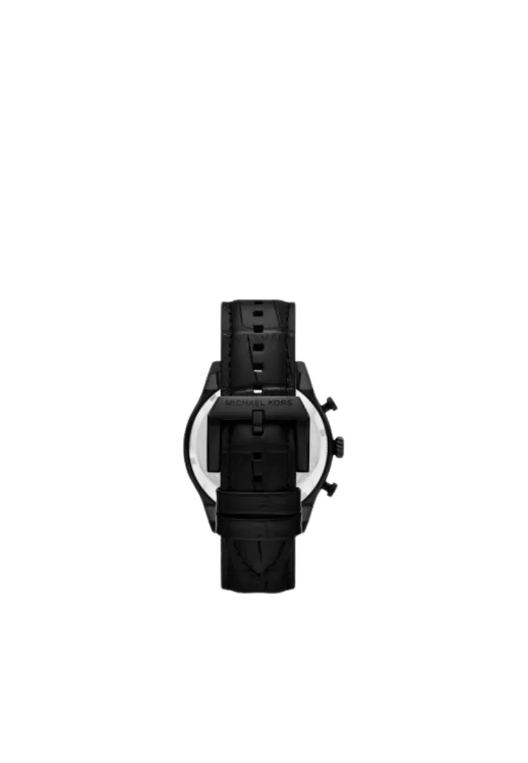 ( PREORDER ) Michael Kors Oversized Panorama Black-Tone and Crocodile Embossed Leather Watch Watches In Black MK9201