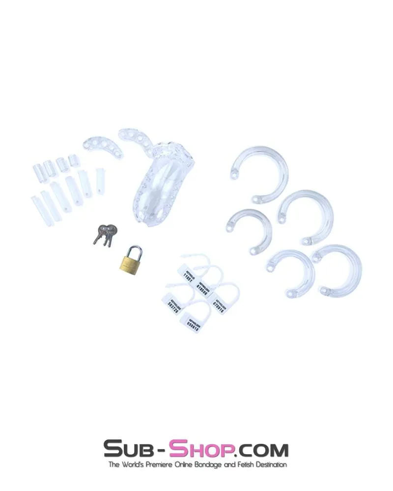 1623AR      Short Stockade Clear Cage Male Chastity Device