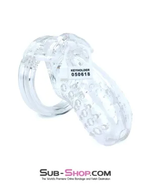 1623AR      Short Stockade Clear Cage Male Chastity Device
