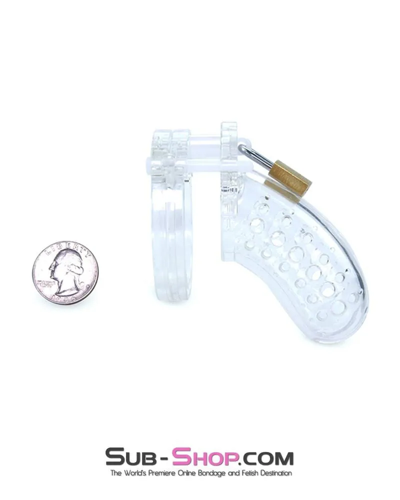 1623AR      Short Stockade Clear Cage Male Chastity Device