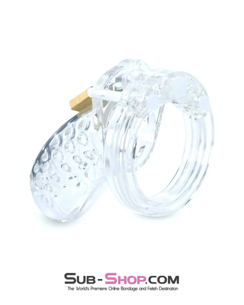 1623AR      Short Stockade Clear Cage Male Chastity Device