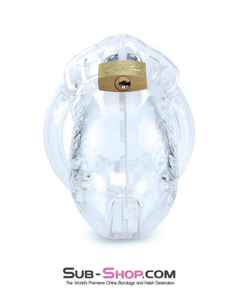 1623AR      Short Stockade Clear Cage Male Chastity Device