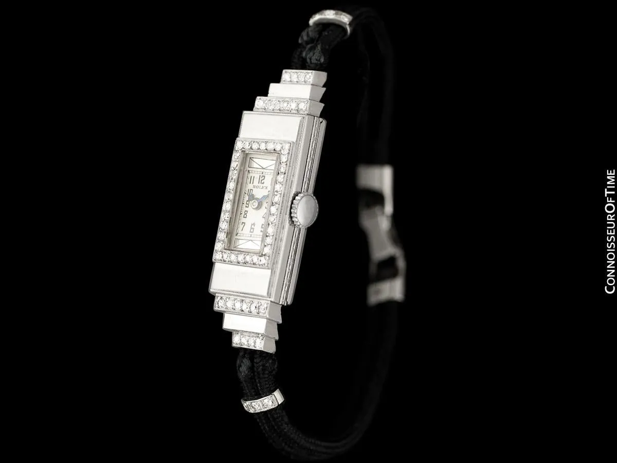 1920's Rolex Exquisite Ladies Vintage Art Deco Watch - Platinum & Diamonds