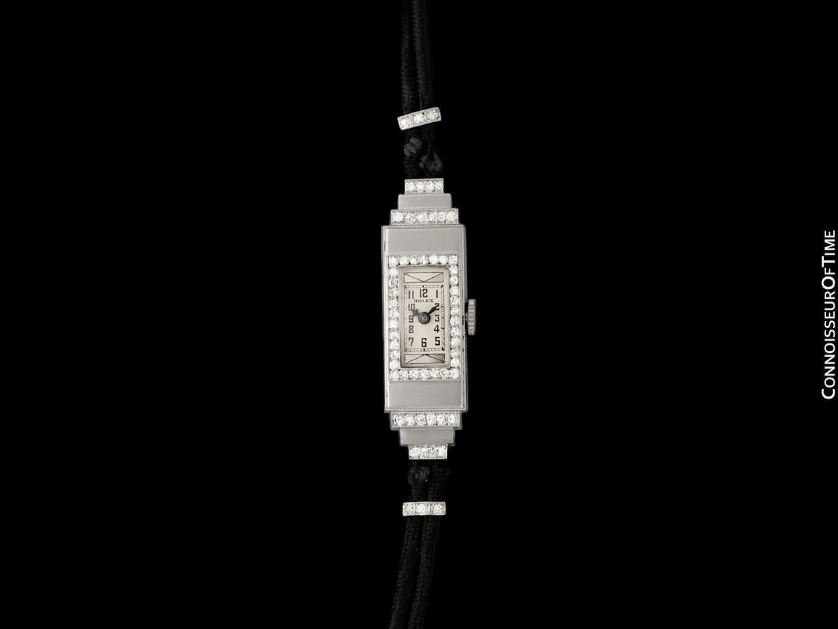 1920's Rolex Exquisite Ladies Vintage Art Deco Watch - Platinum & Diamonds