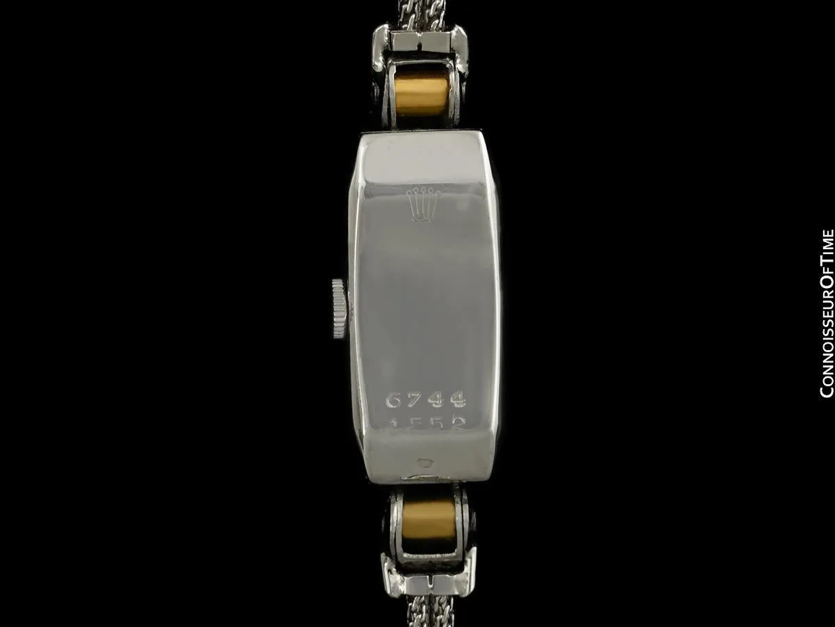 1920's Rolex Princess Exquisite Ladies Vintage Art Deco Watch - 18K White Gold & Diamonds