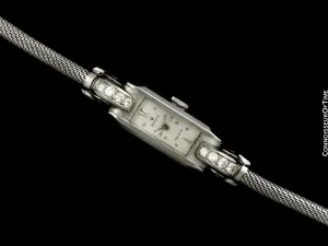 1920's Rolex Princess Exquisite Ladies Vintage Art Deco Watch - 18K White Gold & Diamonds