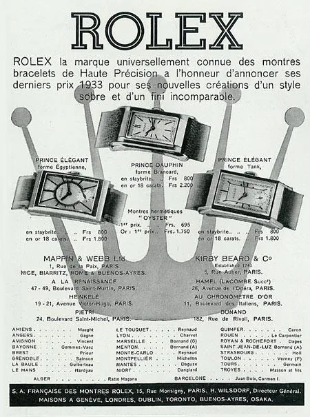 1934 Rolex Art Deco Mens "Prince Elegante" Ref. 2536 Watch - Stainless Steel