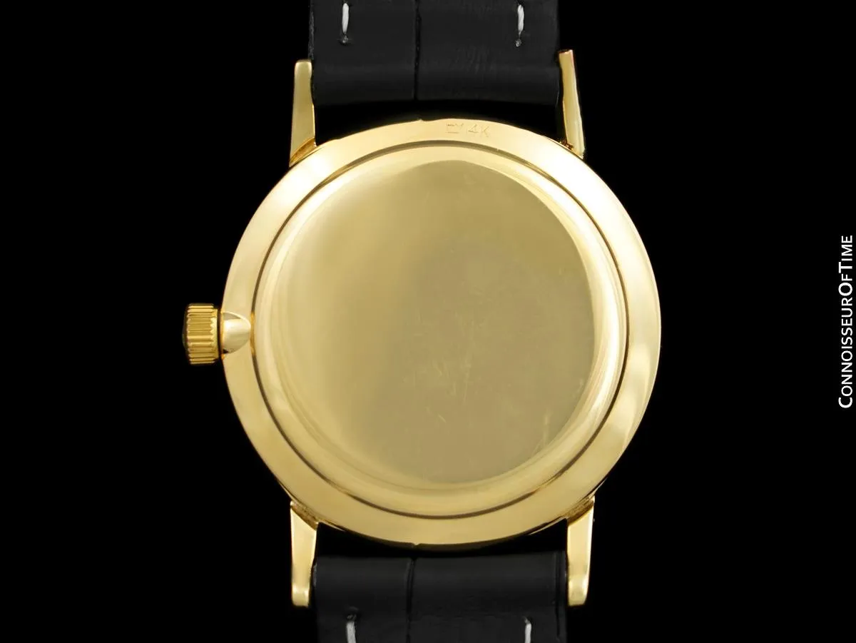 1955 Omega Vintage Mens Handwound Watch with Explorer Dial - 14K Gold