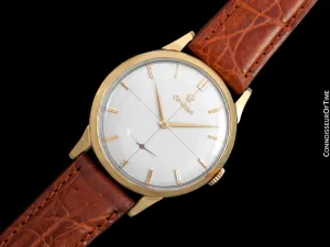 1960 Omega Vintage Mens 30T2 Based Dress Watch, Large 37mm Size - 18K Gold