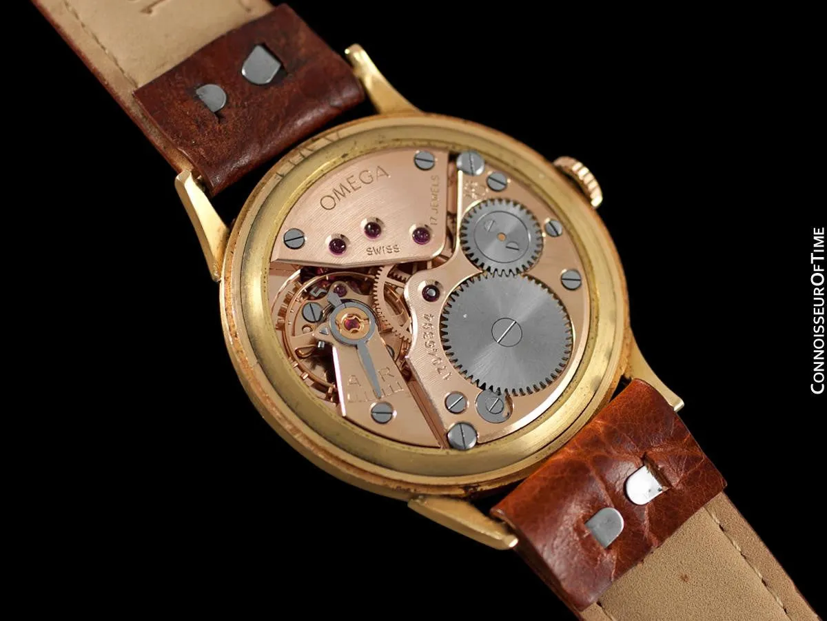 1960 Omega Vintage Mens 30T2 Based Dress Watch, Large 37mm Size - 18K Gold