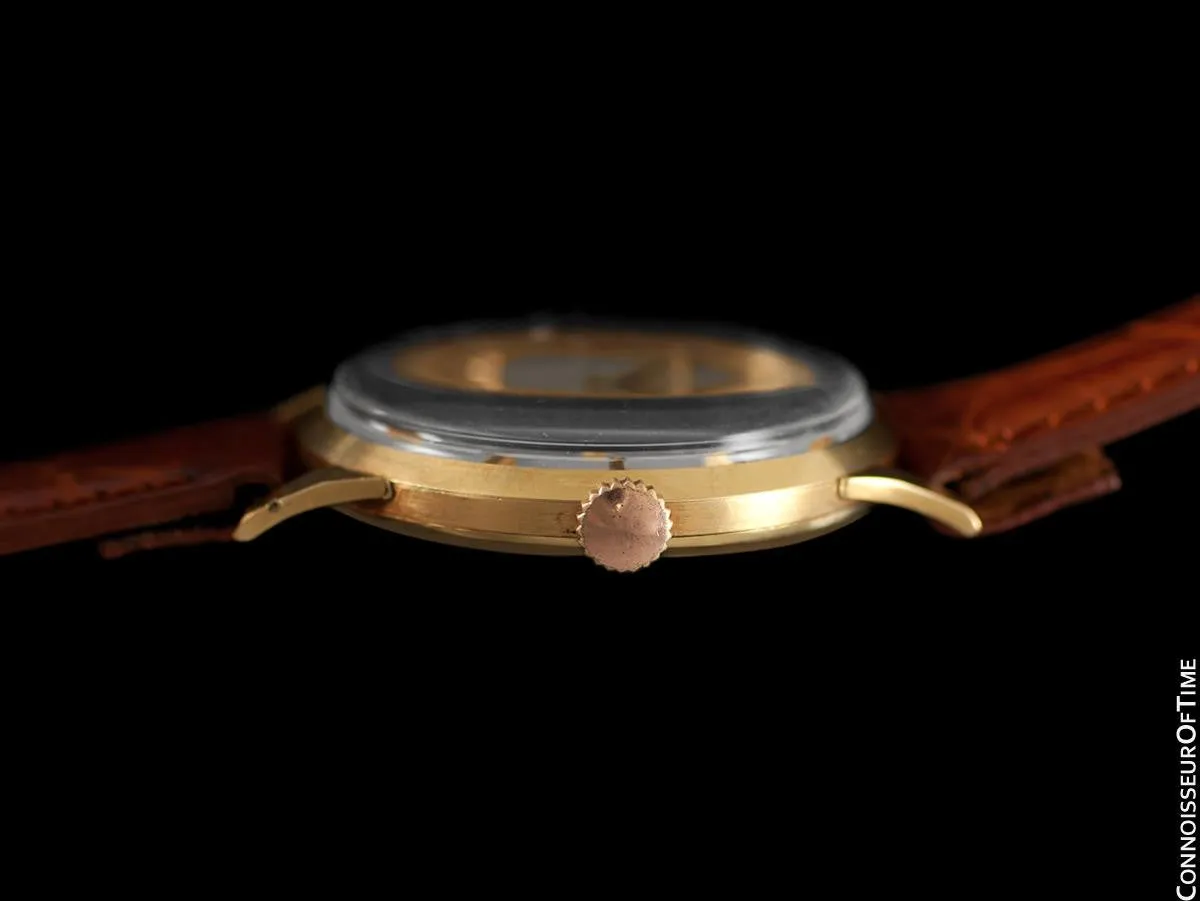 1960 Omega Vintage Mens 30T2 Based Dress Watch, Large 37mm Size - 18K Gold