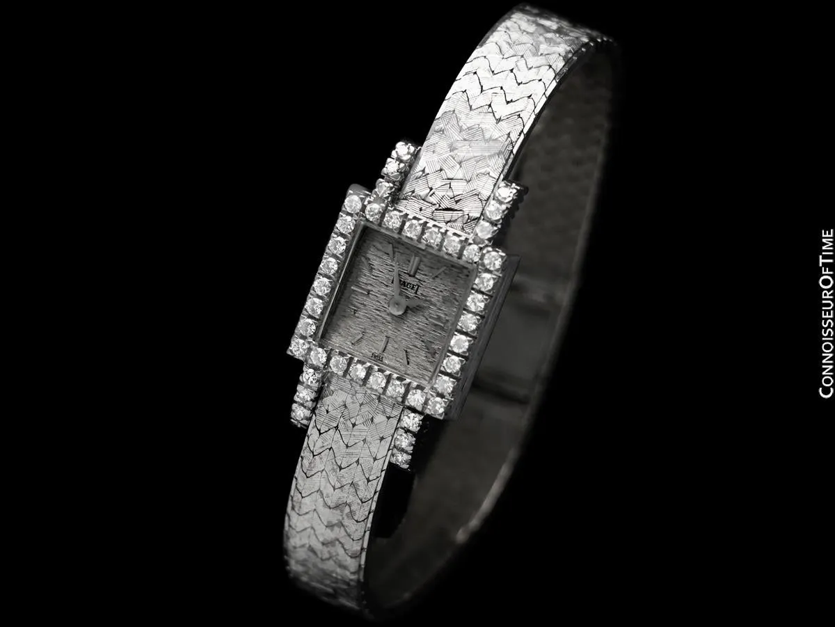 1960's Piaget Ladies Vintage Backwind Watch - 18K White Gold & Factory Piaget Diamonds
