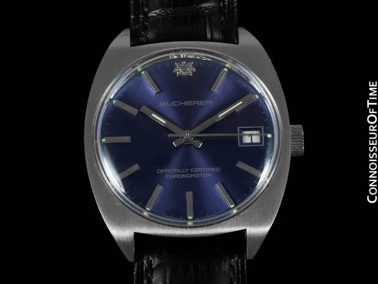 1970's Bucherer Vintage Mens Officially Certified Chronometer Watch - Stainless Steel
