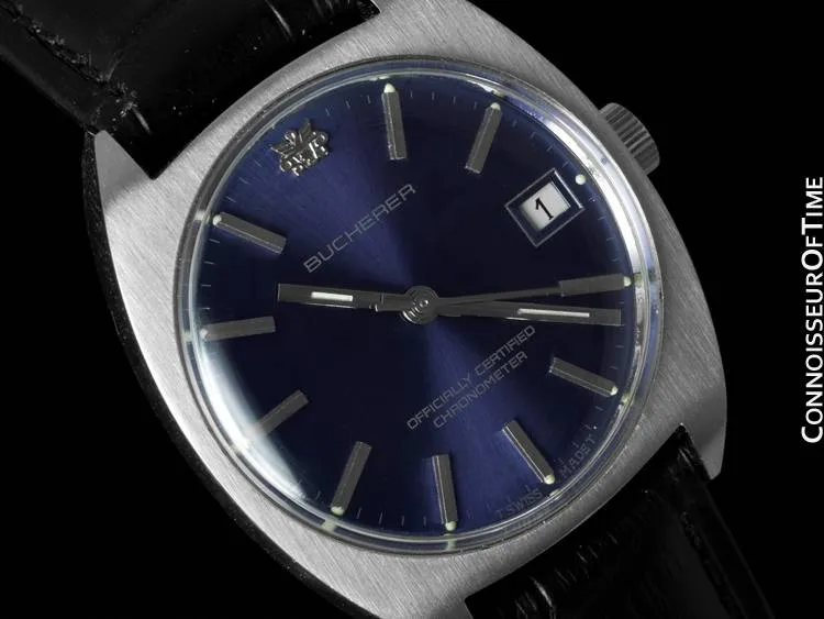 1970's Bucherer Vintage Mens Officially Certified Chronometer Watch - Stainless Steel