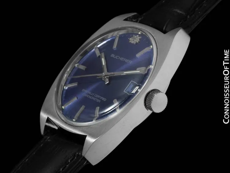 1970's Bucherer Vintage Mens Officially Certified Chronometer Watch - Stainless Steel