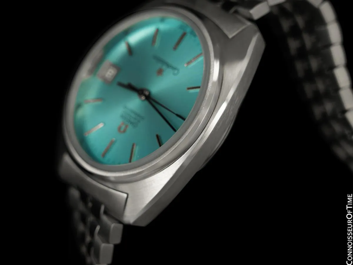 1970's Omega Constellation Mens Vintage Accutron Accuset Watch with Tiffany Blue Dial - Stainless Steel