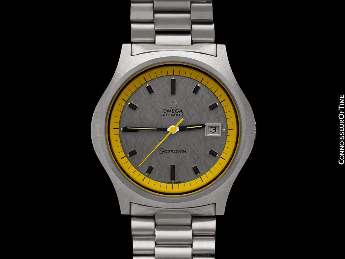 1971 Omega Seamaster Mens Vintage Stainless Steel 42mm Watch - Rare Near NOS Big Yellow with Box & Tag
