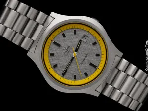 1971 Omega Seamaster Mens Vintage Stainless Steel 42mm Watch - Rare Near NOS Big Yellow with Box & Tag