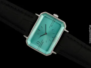 1973 Omega De Ville Mens Midsize "Emerald" Modern Watch with Tiffany Blue Dial By Andrew Grima - Stainless Steel
