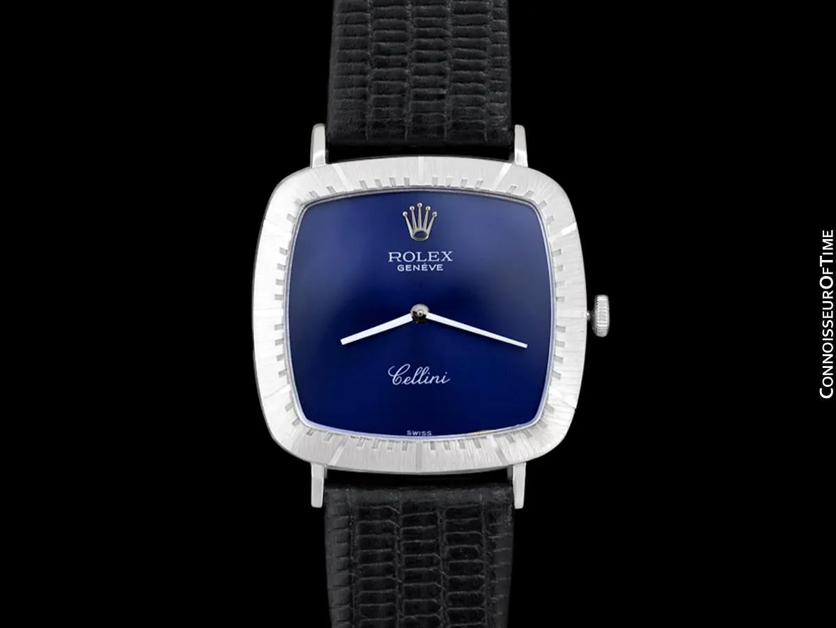1973 Rolex Cellini Vintage Mens Midsize Handwound TV Watch, Ref. 4084 - 18K White Gold