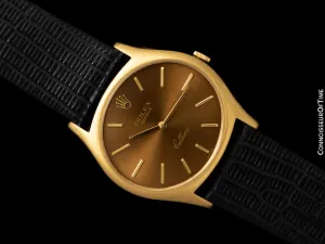 1974 Rolex Cellini Vintage Mens Handwound TV Watch with Bronze Dial, Ref. 3806 - 18K Gold