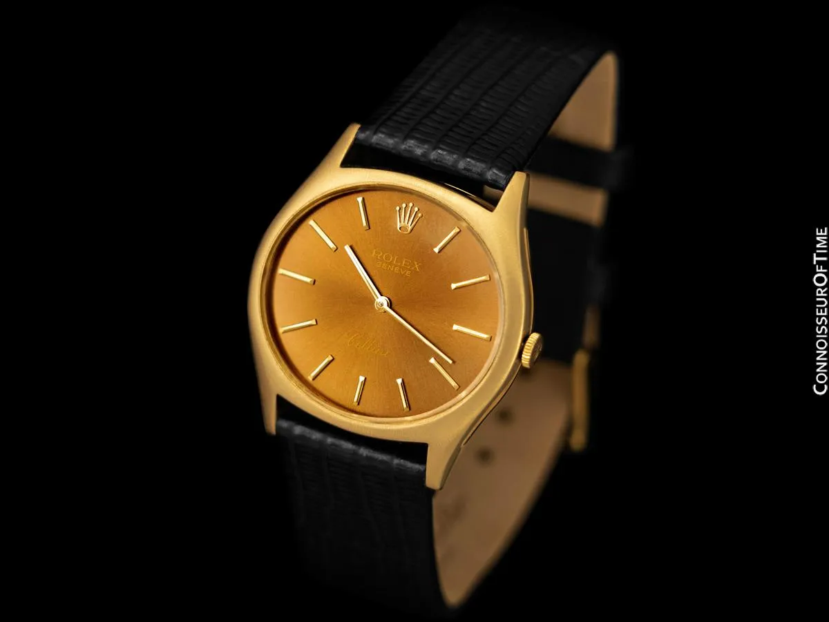 1974 Rolex Cellini Vintage Mens Handwound TV Watch with Bronze Dial, Ref. 3806 - 18K Gold