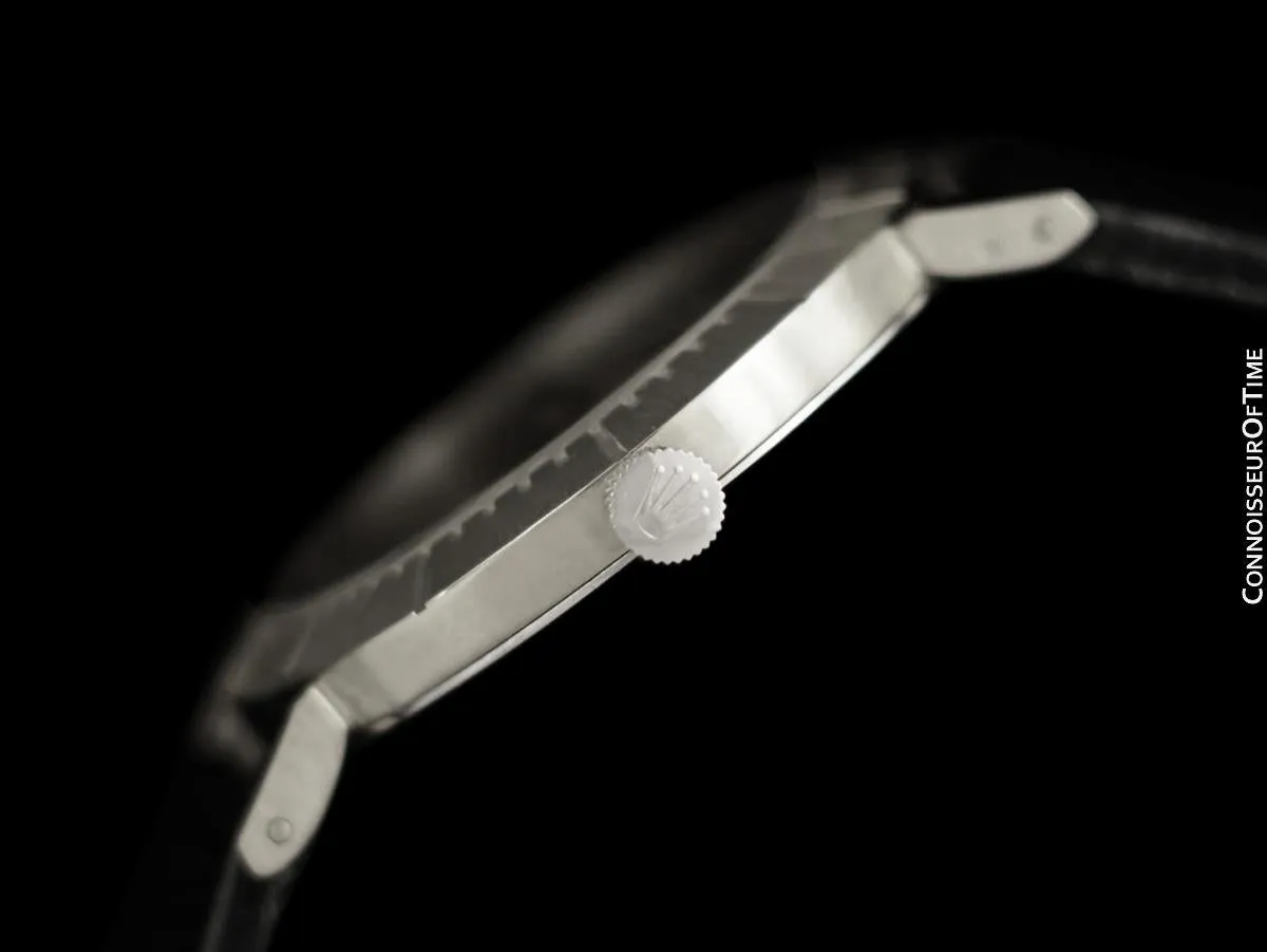 1974 Rolex Cellini Vintage Mens Midsize Handwound Oval Watch, Ref. 4083 - 18K White Gold