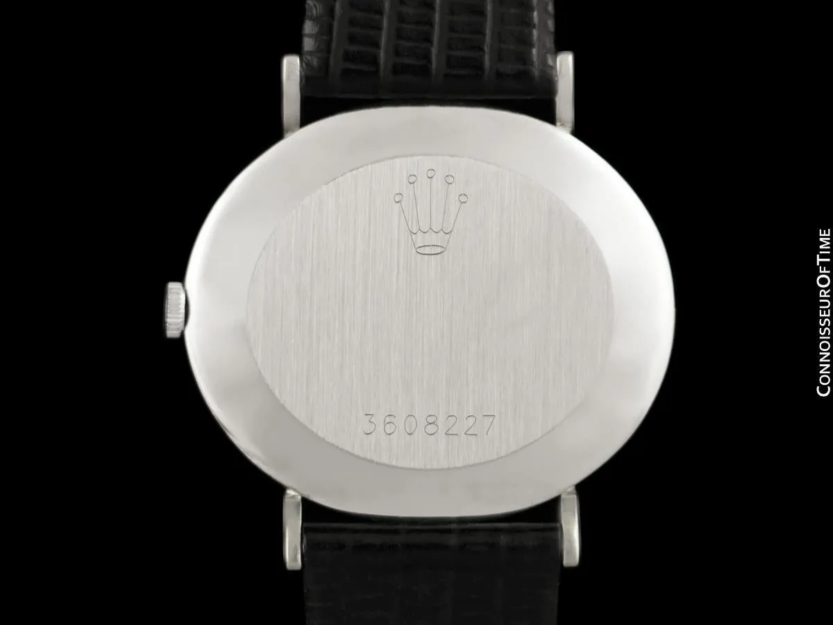 1974 Rolex Cellini Vintage Mens Midsize Handwound Oval Watch, Ref. 4083 - 18K White Gold