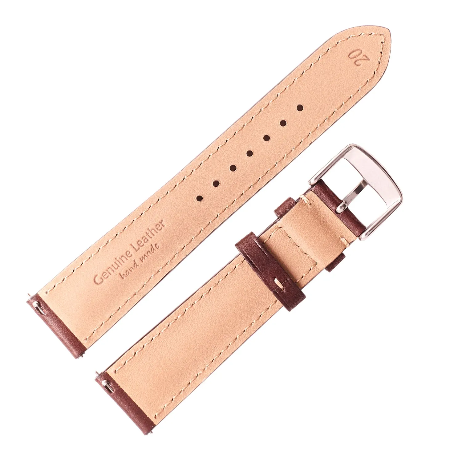 2-Piece Premium Leather Quick Release Watch Strap | Dark Brown