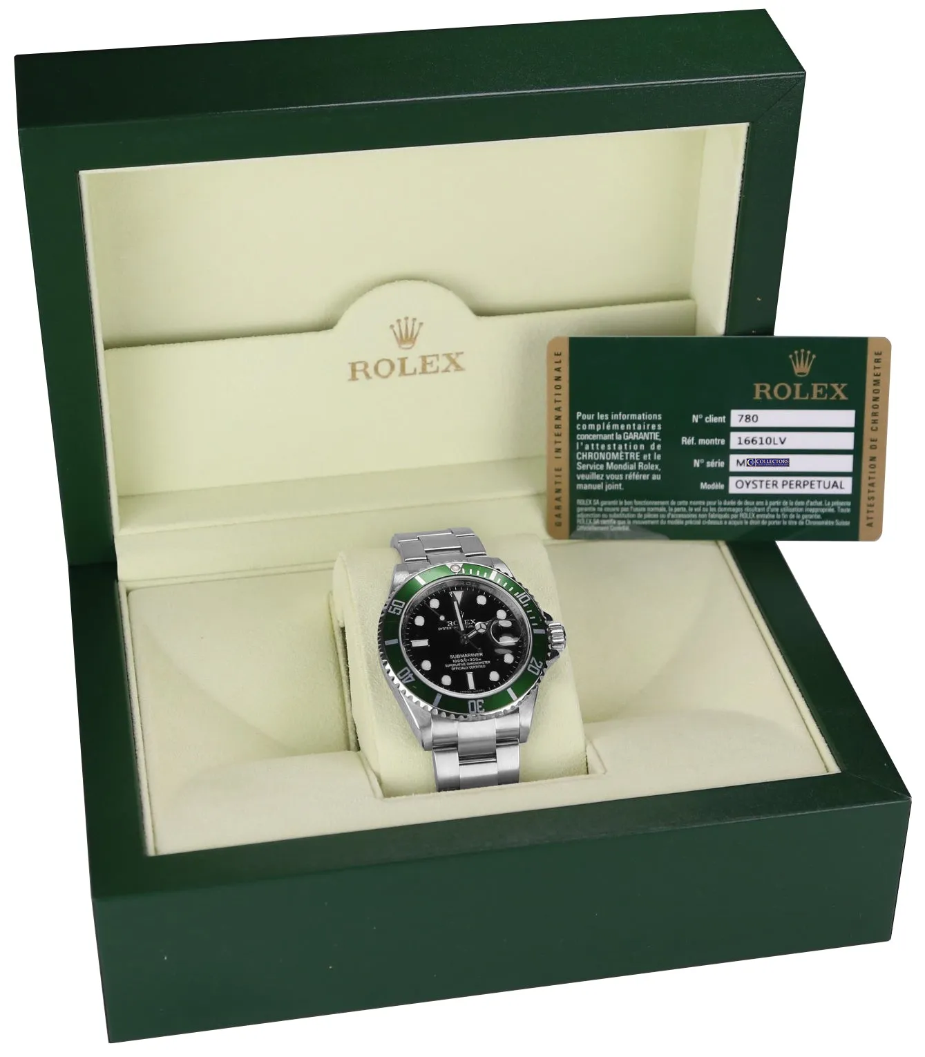 2008 ENGRAVED Rolex Submariner Green Kermit 50th Anniversary 16610 LV Box Papers