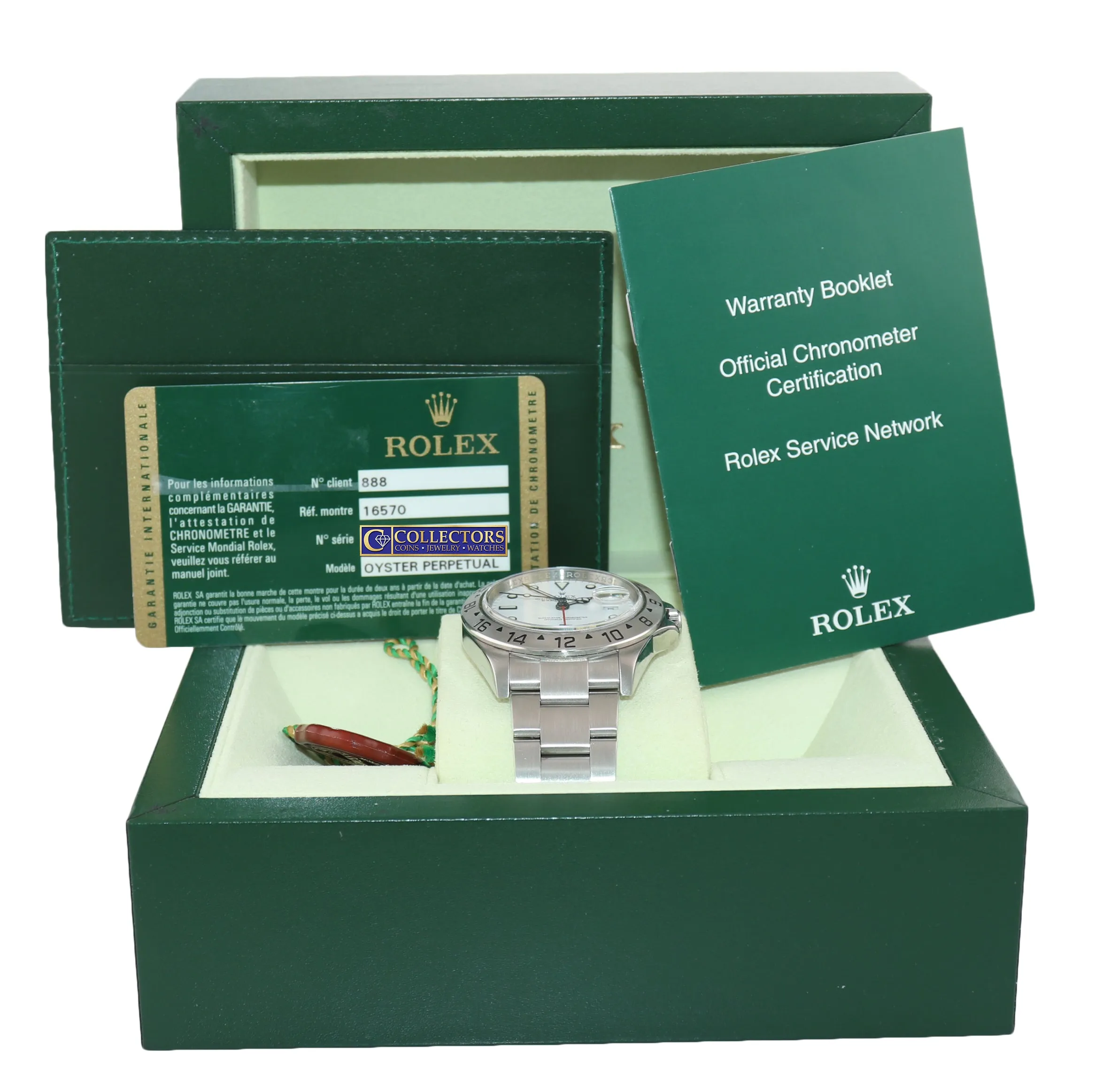 2008 PAPERS Rolex Explorer II 16570 Polar White Dial Steel 40mm 3186 Watch Box