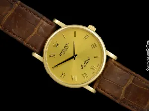 2008 Rolex Cellini Vintage Mens Handwound 18K Gold Watch, Ref. 5115 - Box & Papers