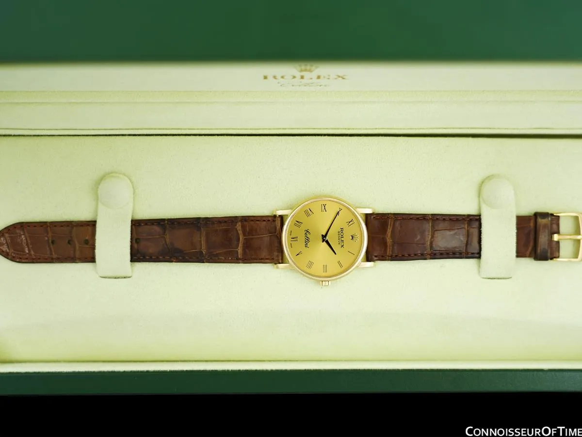 2008 Rolex Cellini Vintage Mens Handwound 18K Gold Watch, Ref. 5115 - Box & Papers