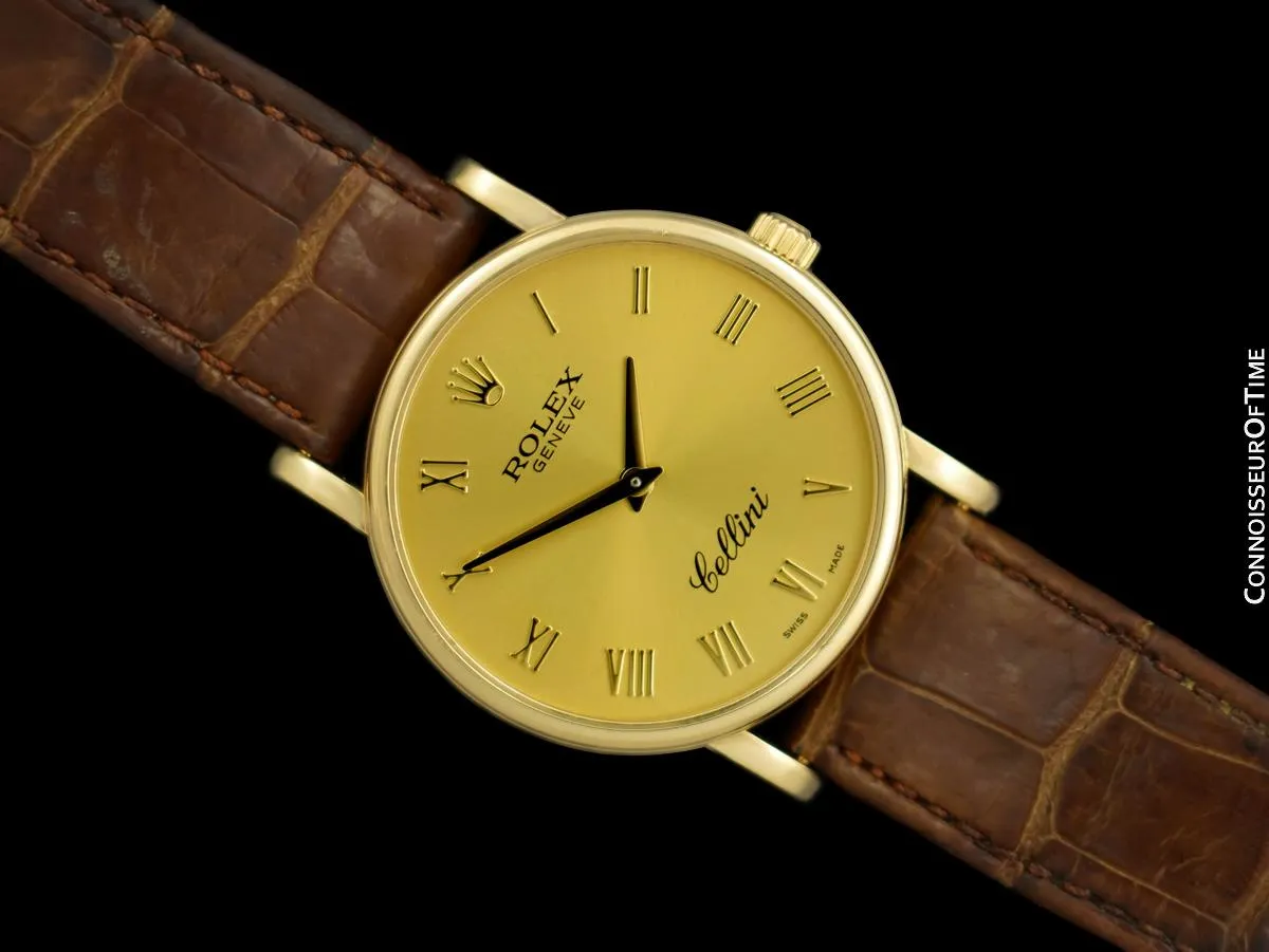 2008 Rolex Cellini Vintage Mens Handwound 18K Gold Watch, Ref. 5115 - Box & Papers
