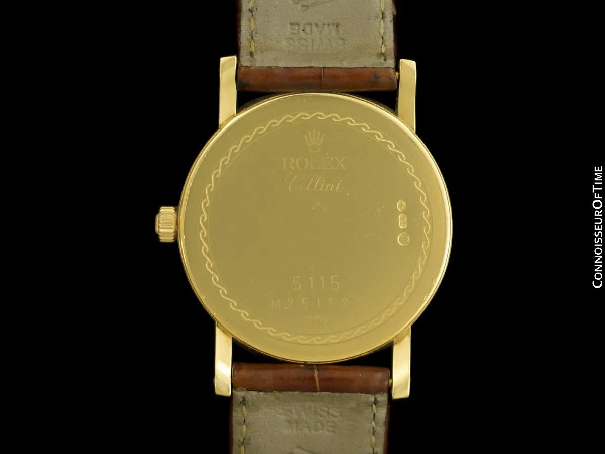 2008 Rolex Cellini Vintage Mens Handwound 18K Gold Watch, Ref. 5115 - Box & Papers
