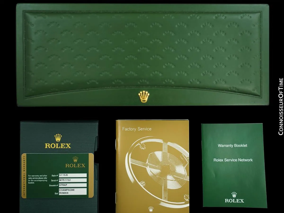2008 Rolex Cellini Vintage Mens Handwound 18K Gold Watch, Ref. 5115 - Box & Papers