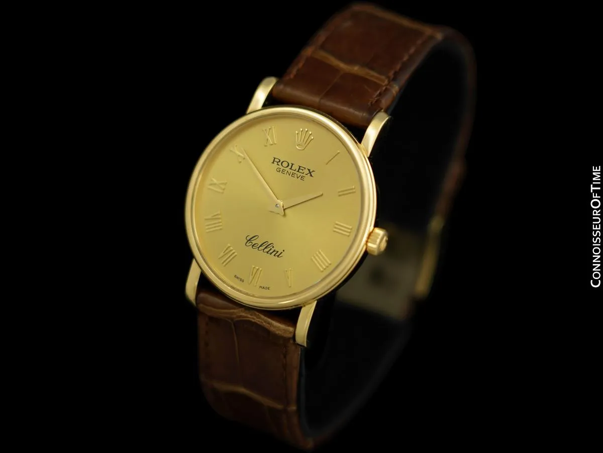2008 Rolex Cellini Vintage Mens Handwound 18K Gold Watch, Ref. 5115 - Box & Papers