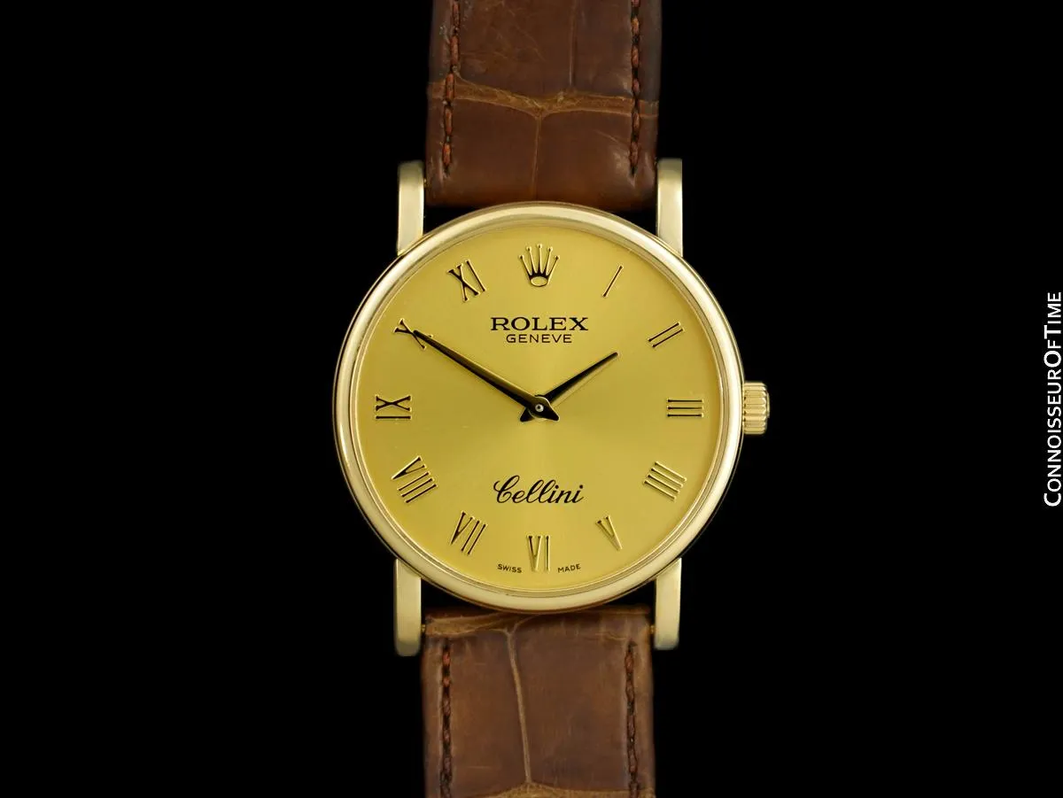 2008 Rolex Cellini Vintage Mens Handwound 18K Gold Watch, Ref. 5115 - Box & Papers