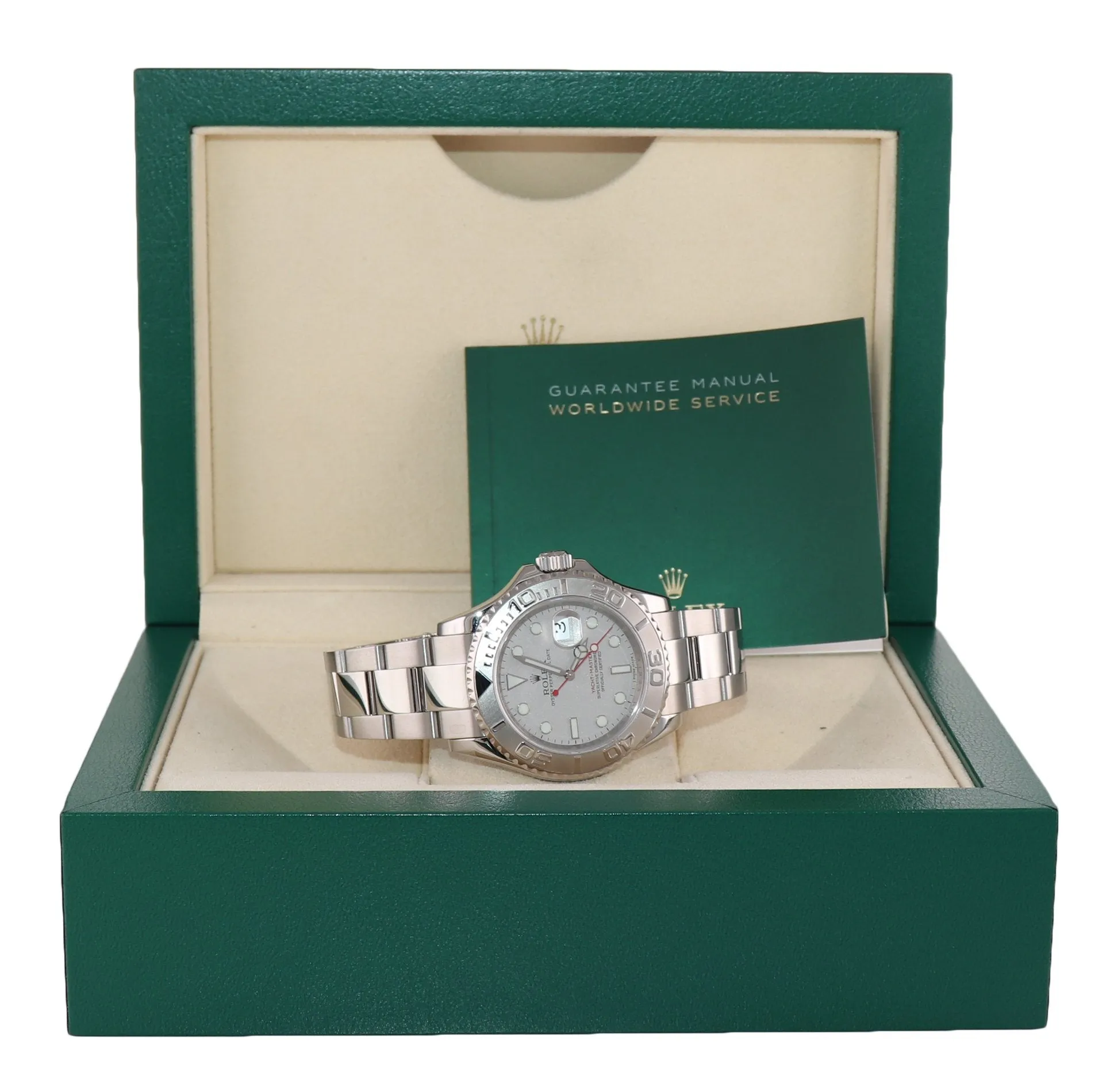 2008 Rolex Yacht-Master 16622 Steel Platinum Dial Engraved Rehaut Watch Box