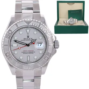 2008 Rolex Yacht-Master 16622 Steel Platinum Dial Engraved Rehaut Watch Box