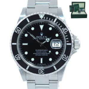 2009 UNPOLISHED PAPERS Rolex Submariner 16610 Steel Watch Engraved Rehaut Box