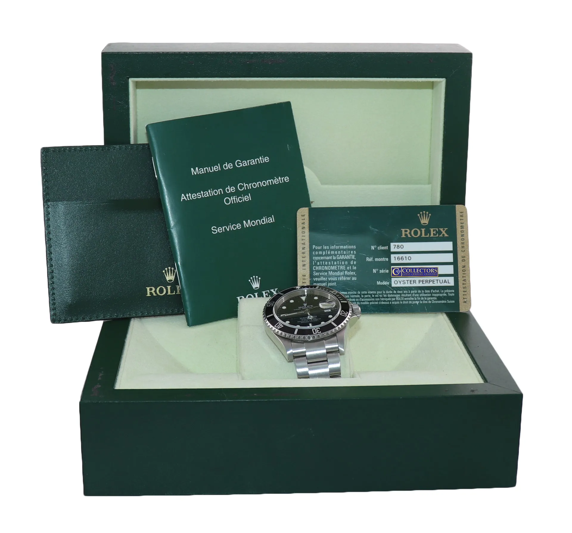 2009 UNPOLISHED PAPERS Rolex Submariner 16610 Steel Watch Engraved Rehaut Box