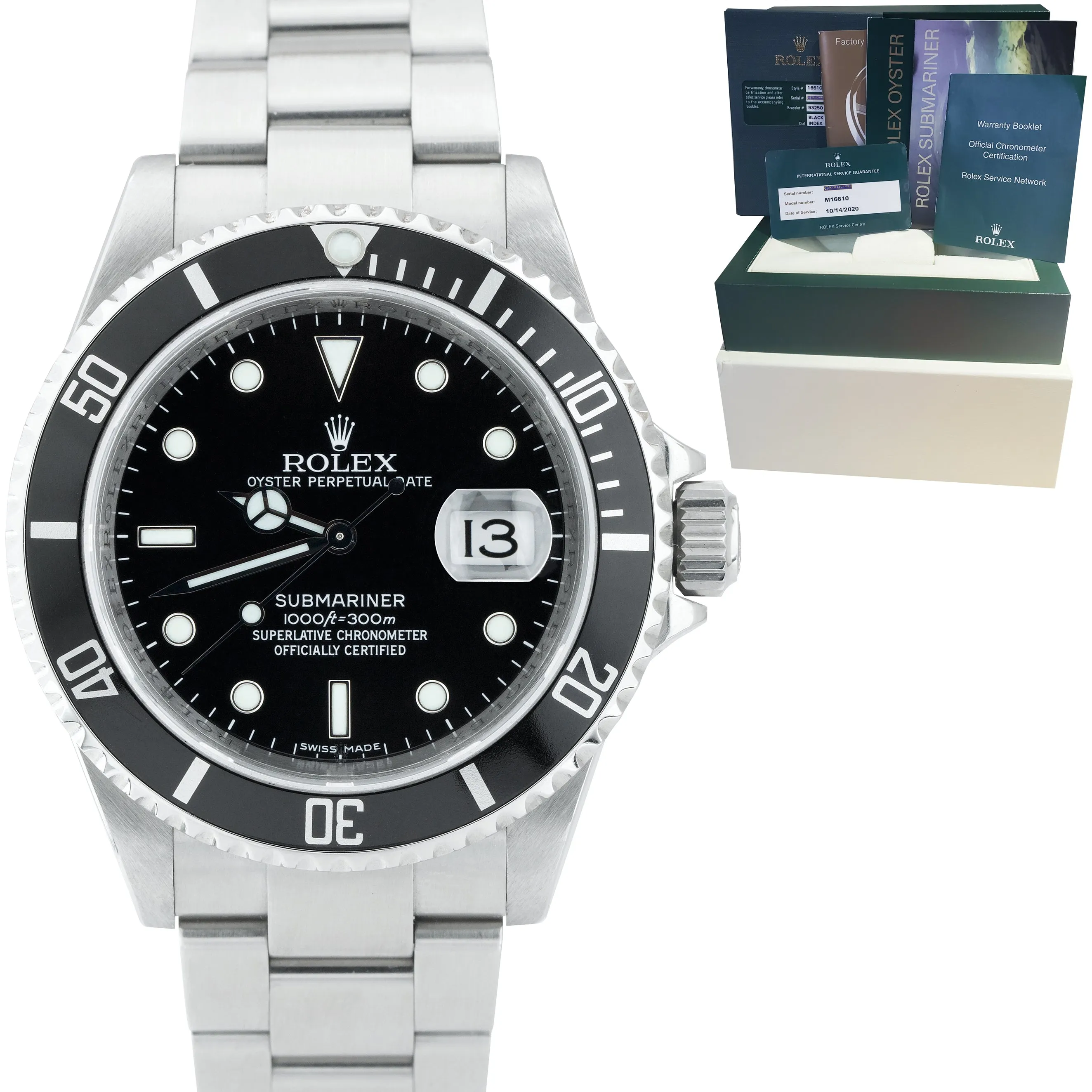 2020 RSC ENGRAVED REHAUT Rolex Submariner Date 40mm Pre-Ceramic Watch 16610 T