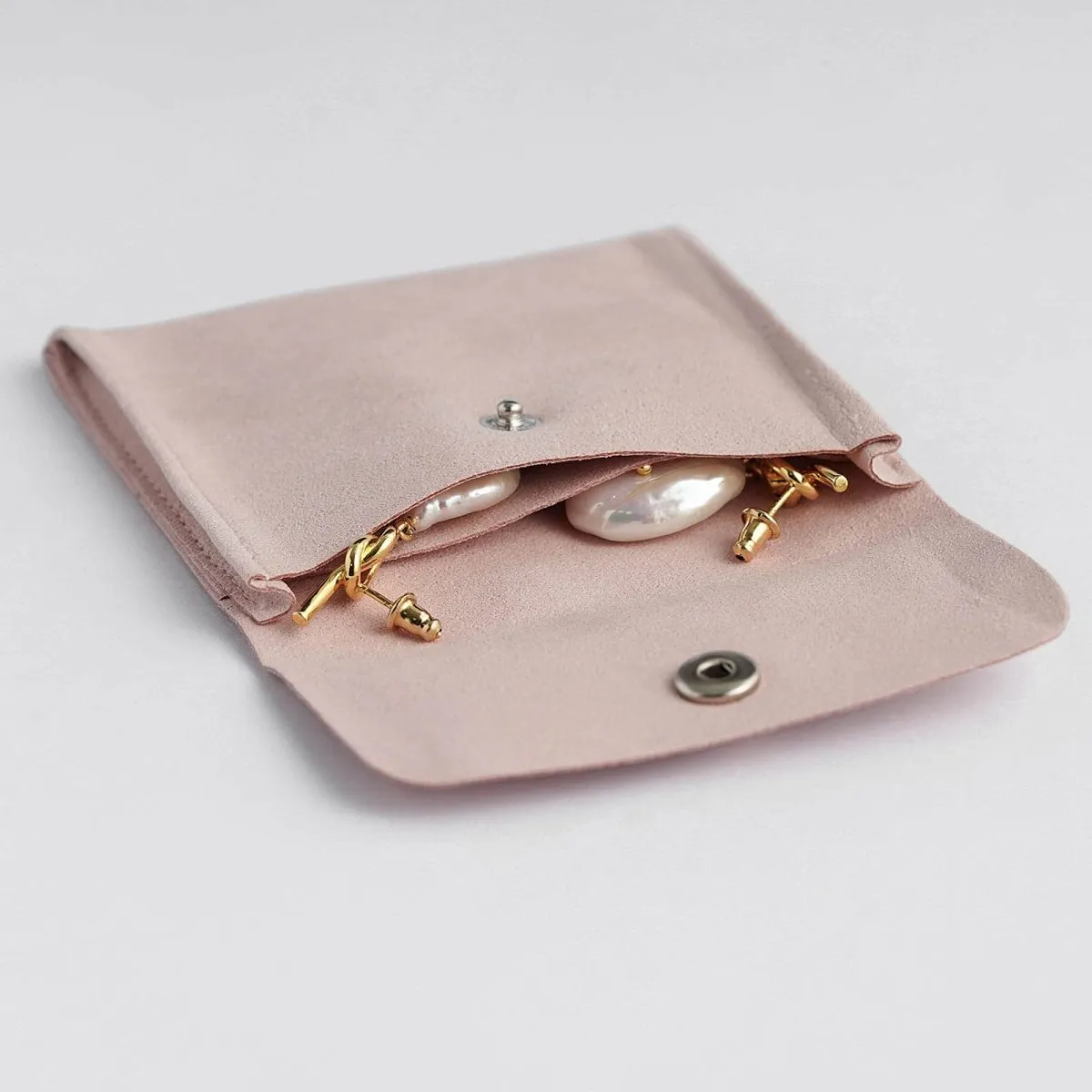 20pcs 8x8cm Luxury Small Jewelry Gift Bag Package Snap Button