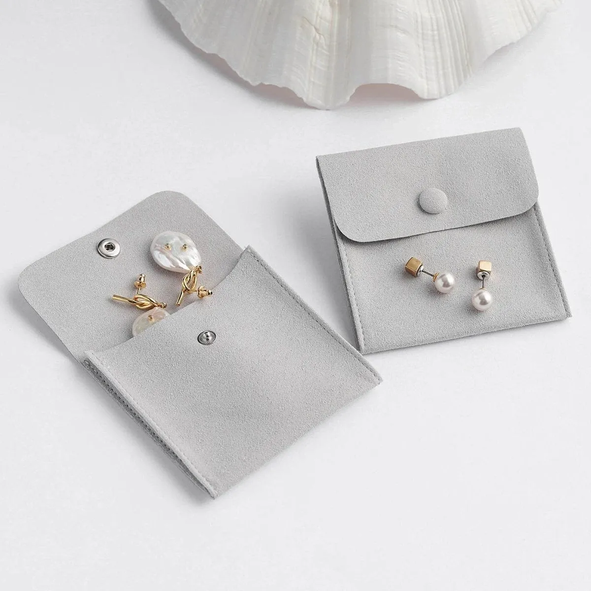 20pcs 8x8cm Luxury Small Jewelry Gift Bag Package Snap Button