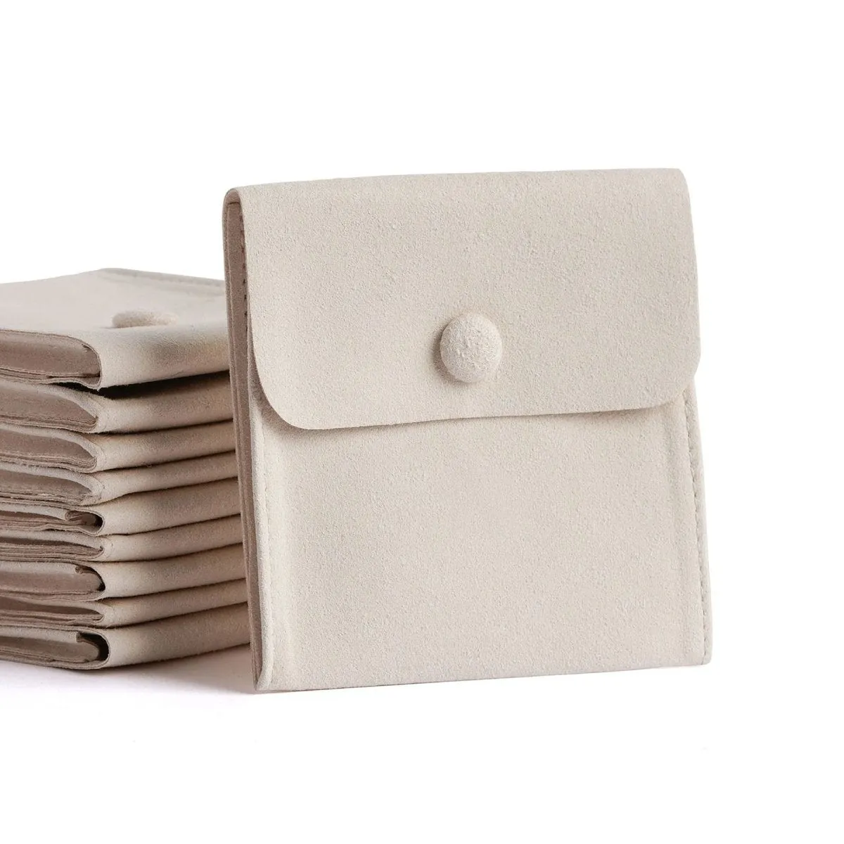 20pcs 8x8cm Luxury Small Jewelry Gift Bag Package Snap Button