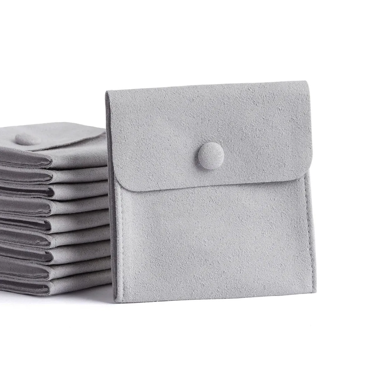 20pcs 8x8cm Luxury Small Jewelry Gift Bag Package Snap Button