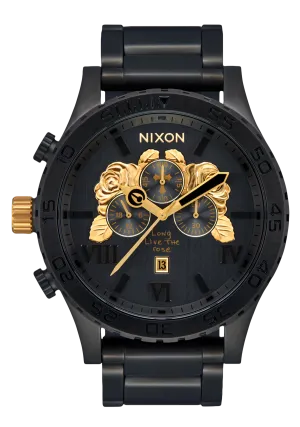 2PAC 51-30 CHRONO Black and Gold Oversized Watch A1376-010