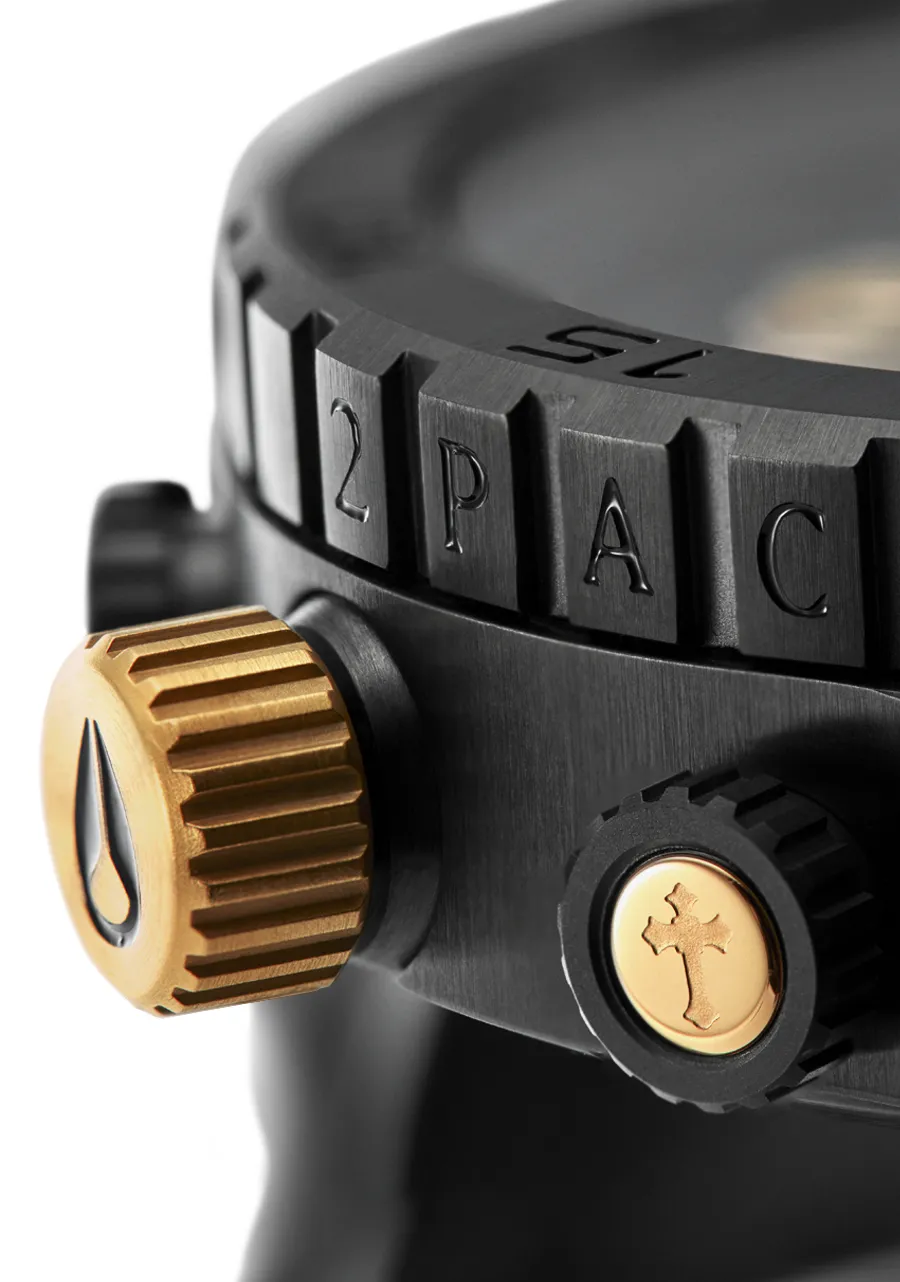 2PAC 51-30 CHRONO Black and Gold Oversized Watch A1376-010